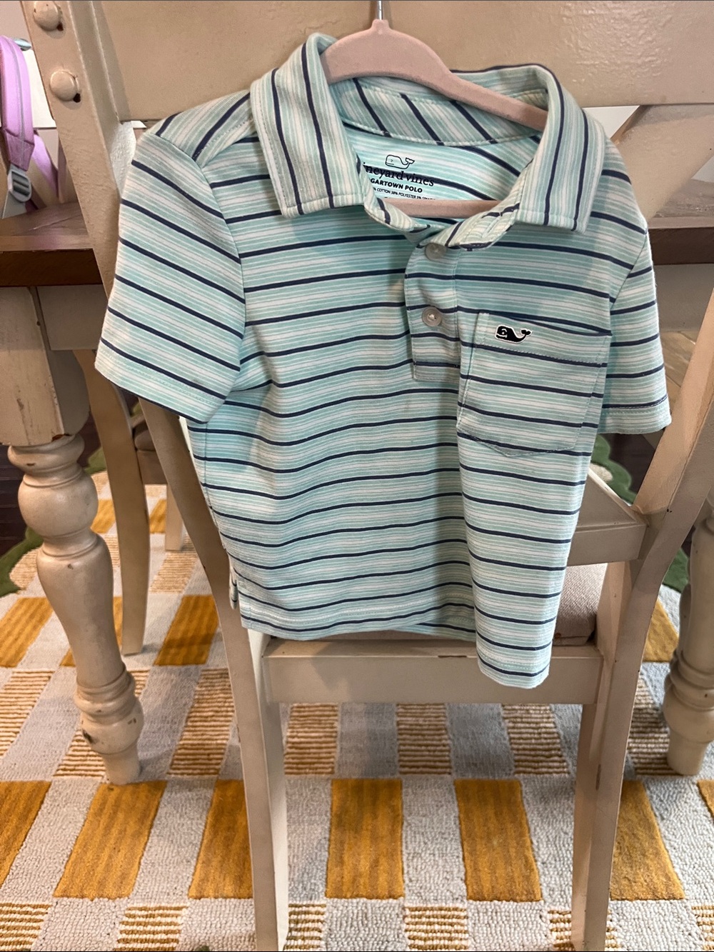 Vineyard Vines Boys' Mint Blue Striped Polo